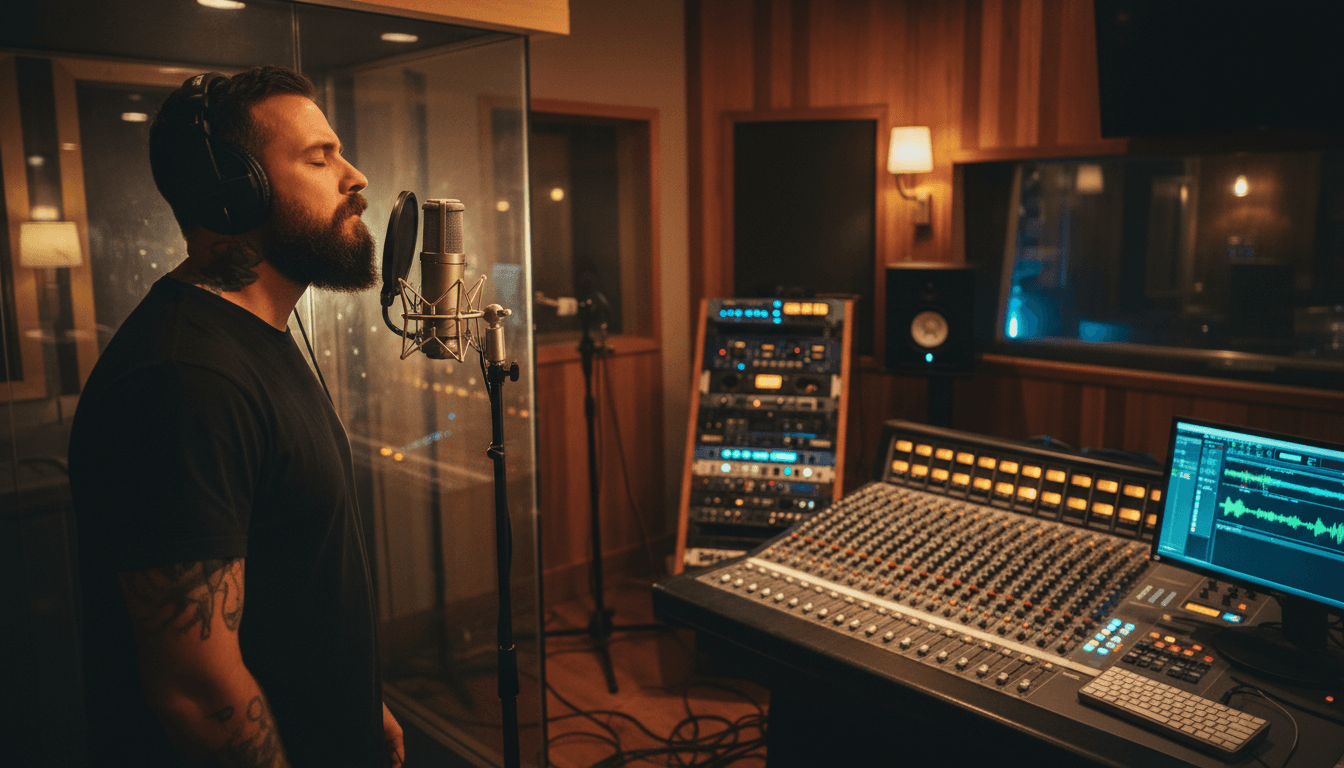 Independent creator working in modern home studio space