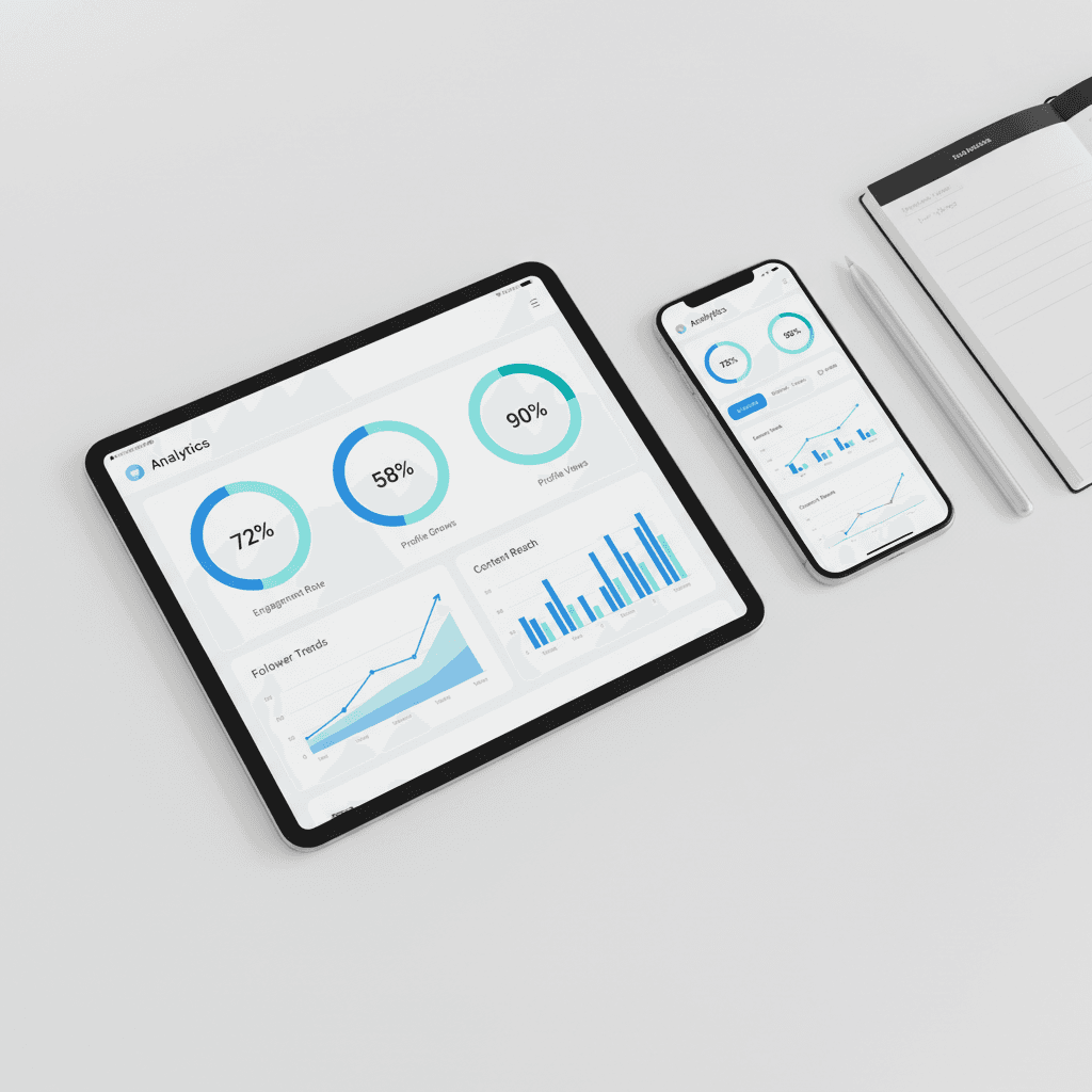 Artist reviewing fan engagement and sales analytics on tablet